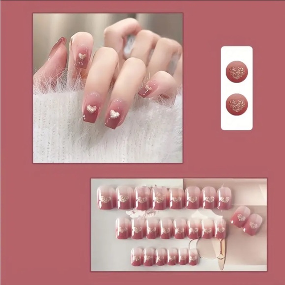 24 Piece Mid Length Square Tip Press On Nails. - Picture 2 of 7
